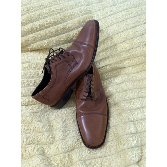 J. Murphy by Johnston & Murphy Cap Toe Novick Derby Shoes 13M Brown Leather - Picture 1 of 6